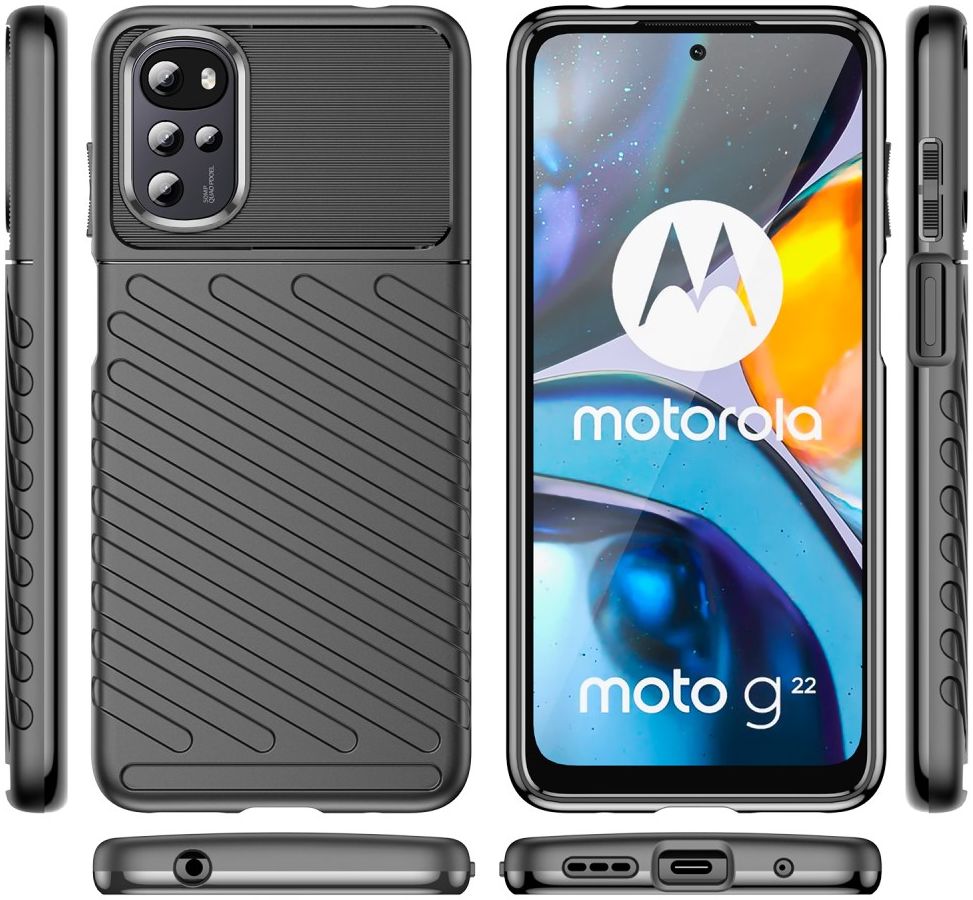 Motorola Moto G22 Hoesje TPU Thunder Design Back Cover Zwart afbeelding 8