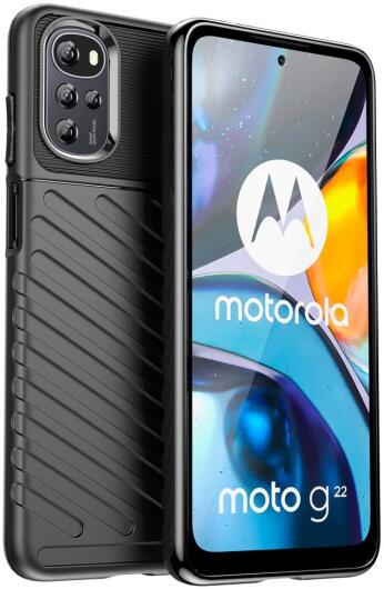 Motorola Moto G22 Hoesje TPU Thunder Design Back Cover Zwart afbeelding 1