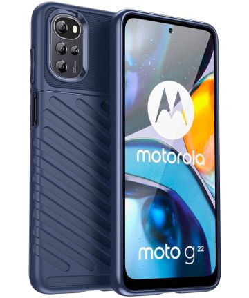 Motorola Moto G22 Hoesje TPU Thunder Design Back Cover Blauw Hoesjes