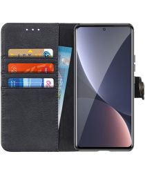 KHAZNEH Xiaomi 12 Pro Hoesje Portemonnee Book Case Zwart