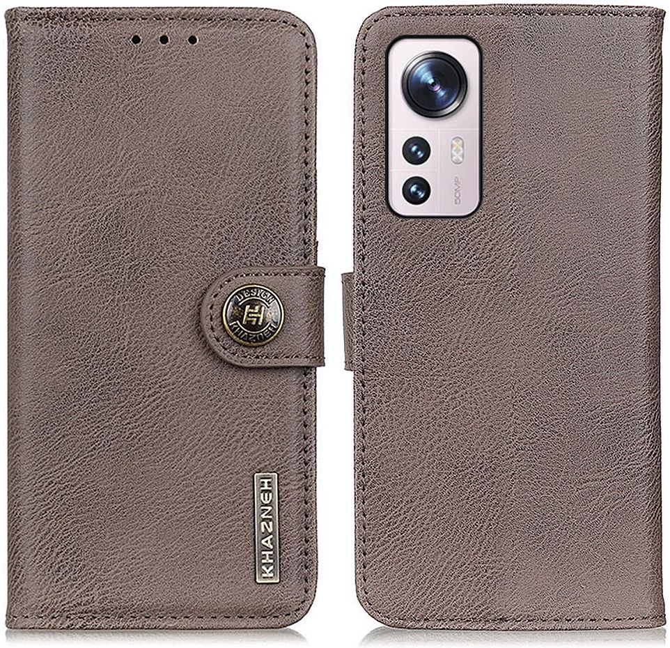 KHAZNEH Xiaomi 12 Pro Hoesje Portemonnee Book Case Grijs afbeelding 3