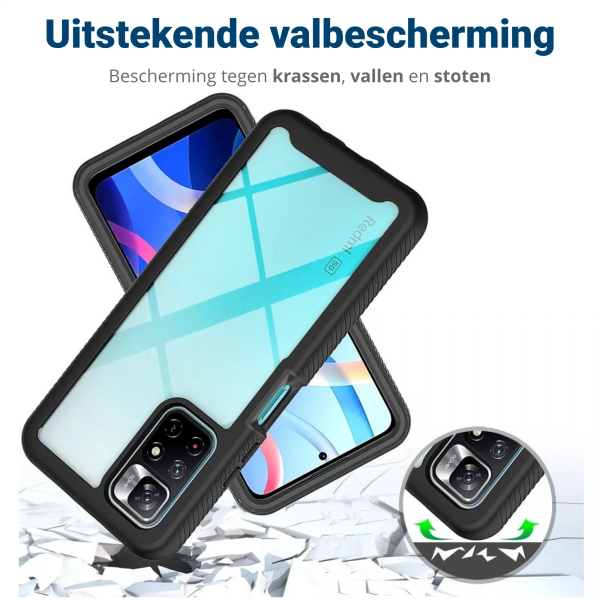 Xiaomi Redmi Note 11T 5G/11S 5G Hoesje Full Protect 360° Cover Zwart afbeelding 4