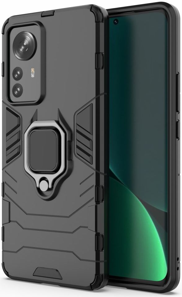 Xiaomi 12 Pro Hoesje Hybride Back Cover met Kickstand Zwart afbeelding 2