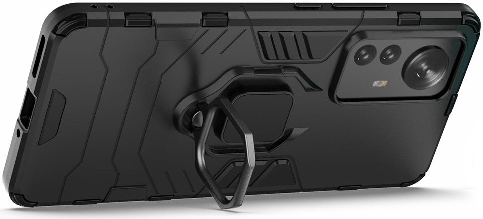 Xiaomi 12 Pro Hoesje Hybride Back Cover met Kickstand Zwart afbeelding 3