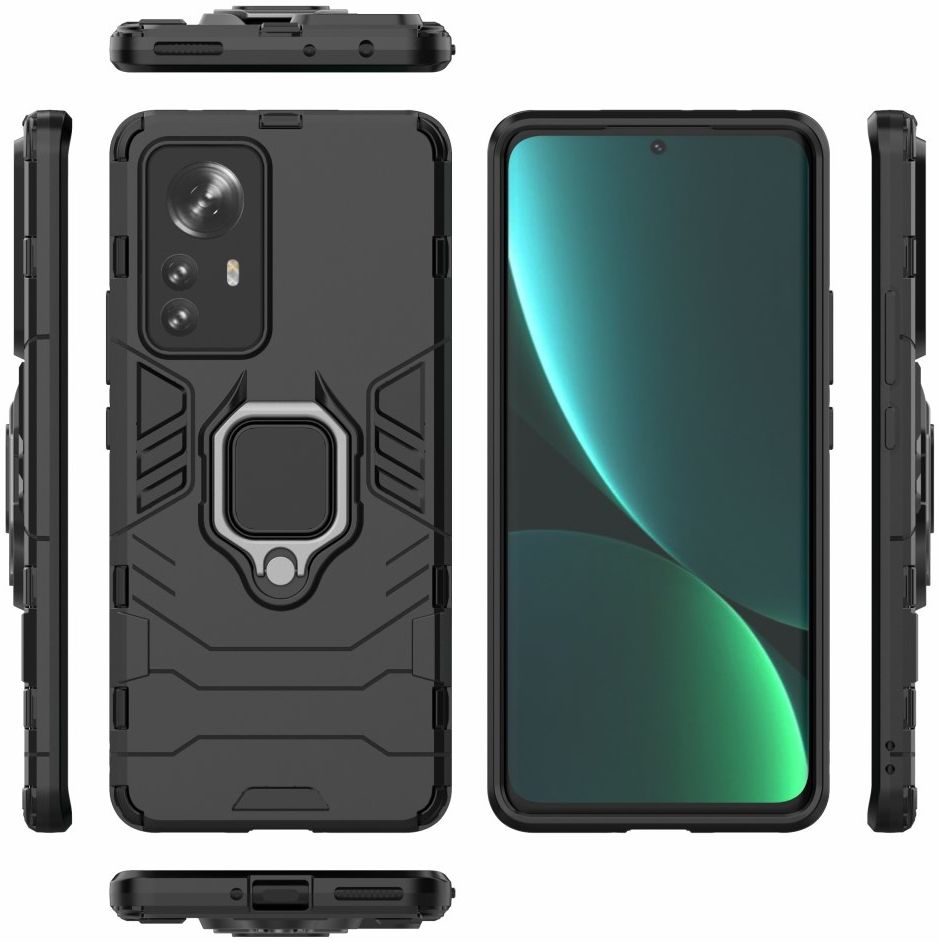 Xiaomi 12 Pro Hoesje Hybride Back Cover met Kickstand Zwart afbeelding 6