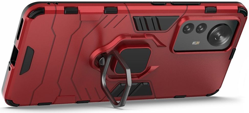 Xiaomi 12 Pro Hoesje Hybride Back Cover met Kickstand Rood afbeelding 4