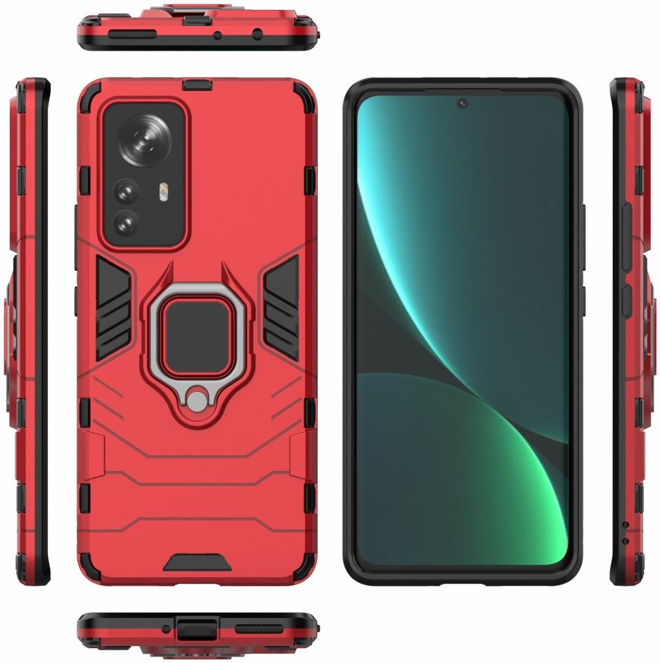 Xiaomi 12 Pro Hoesje Hybride Back Cover met Kickstand Rood afbeelding 6