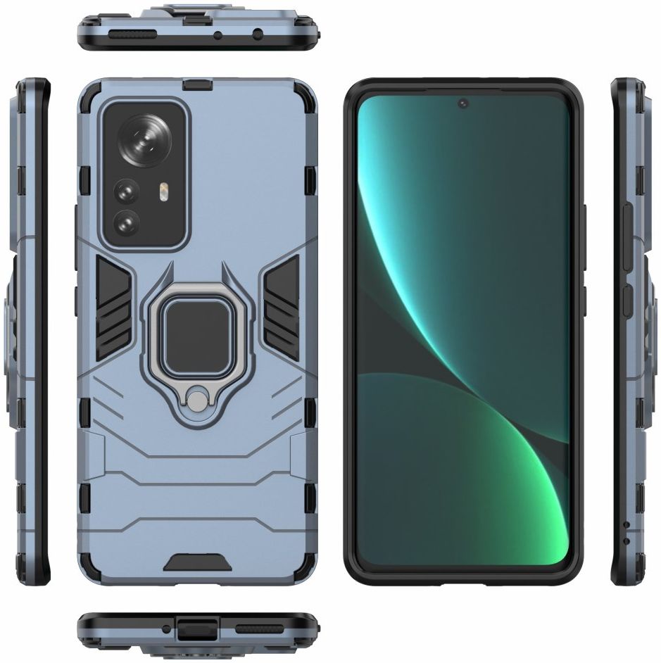Xiaomi 12 Pro Hoesje Hybride Back Cover met Kickstand Blauw afbeelding 6