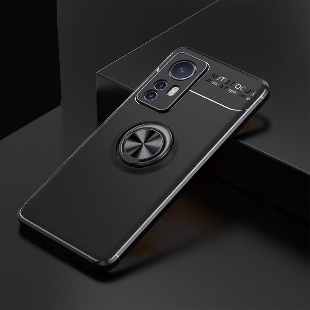 Xiaomi 12 / 12X Hoesje met Magnetische Kickstand Ring Zwart afbeelding 2