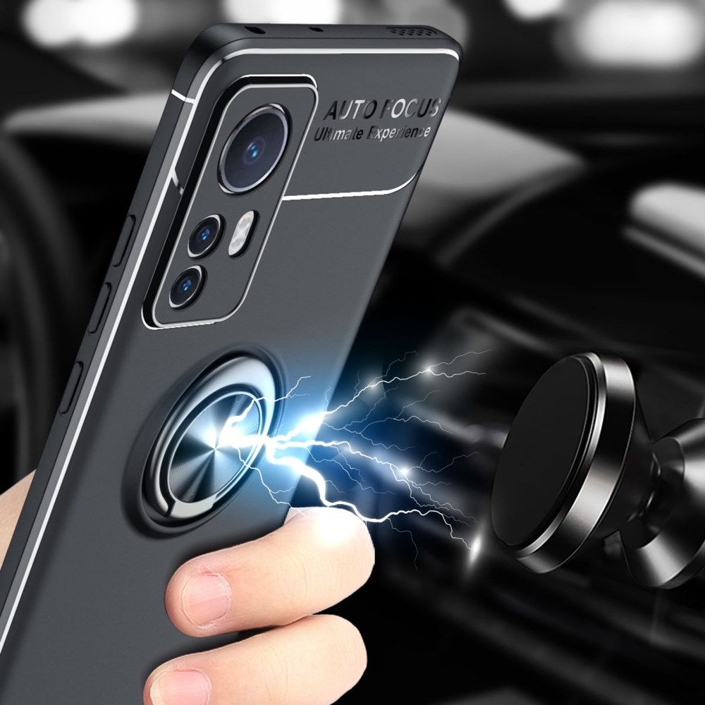 Xiaomi 12 / 12X Hoesje met Magnetische Kickstand Ring Zwart afbeelding 5