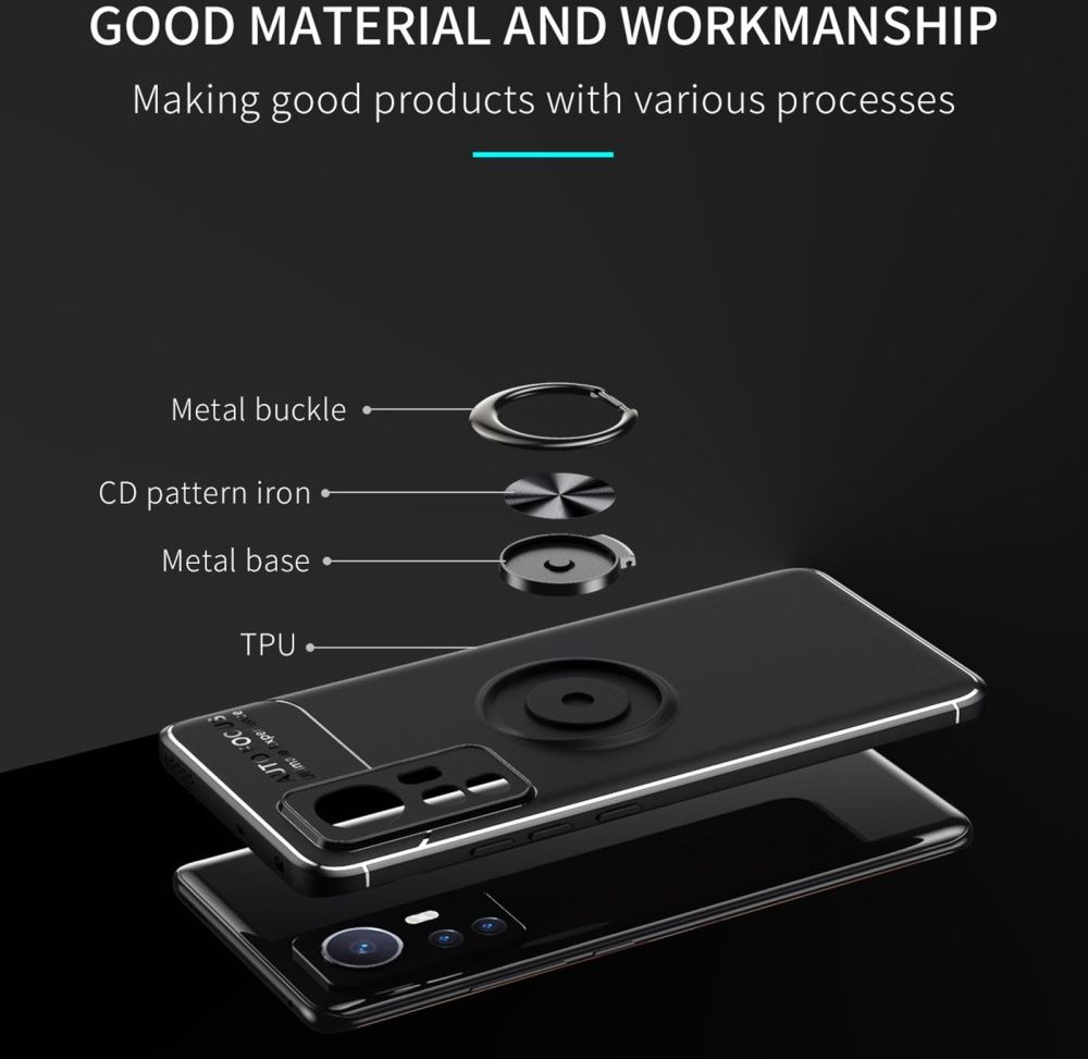 Xiaomi 12 / 12X Hoesje met Magnetische Kickstand Ring Blauw afbeelding 3