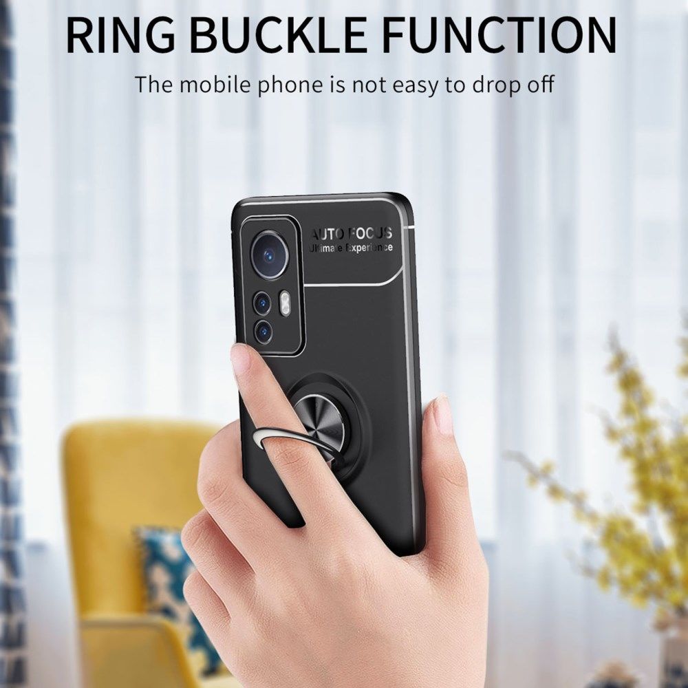 Xiaomi 12 / 12X Hoesje met Magnetische Kickstand Ring Blauw afbeelding 4