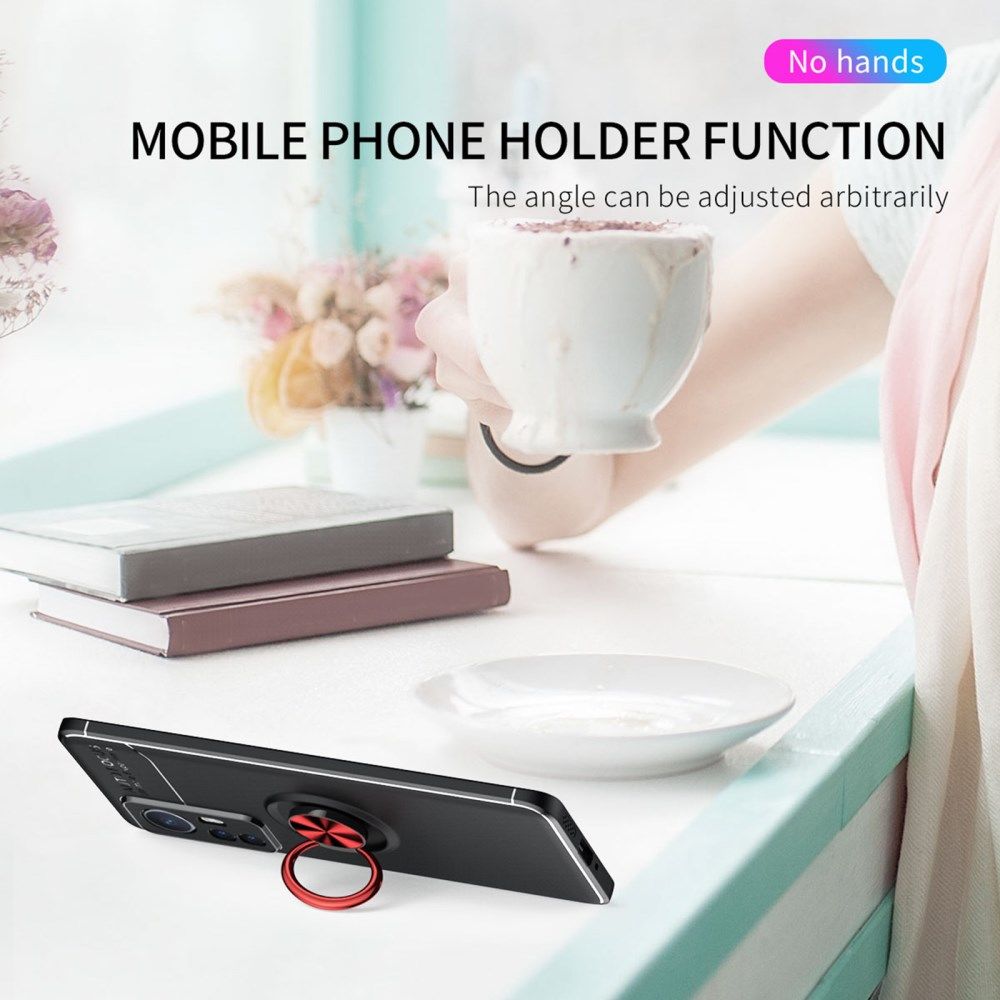 Xiaomi 12 / 12X Hoesje met Magnetische Kickstand Ring Blauw afbeelding 8