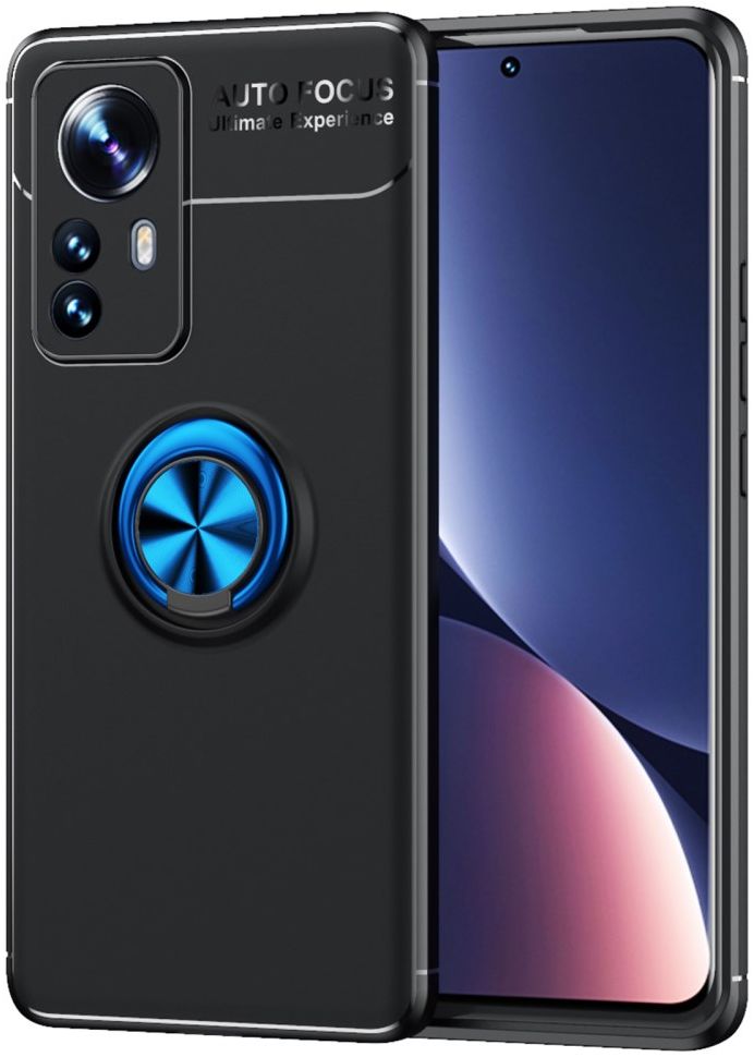 Xiaomi 12 Pro Hoesje met Magnetische Kickstand Ring Zwart / Blauw afbeelding 1