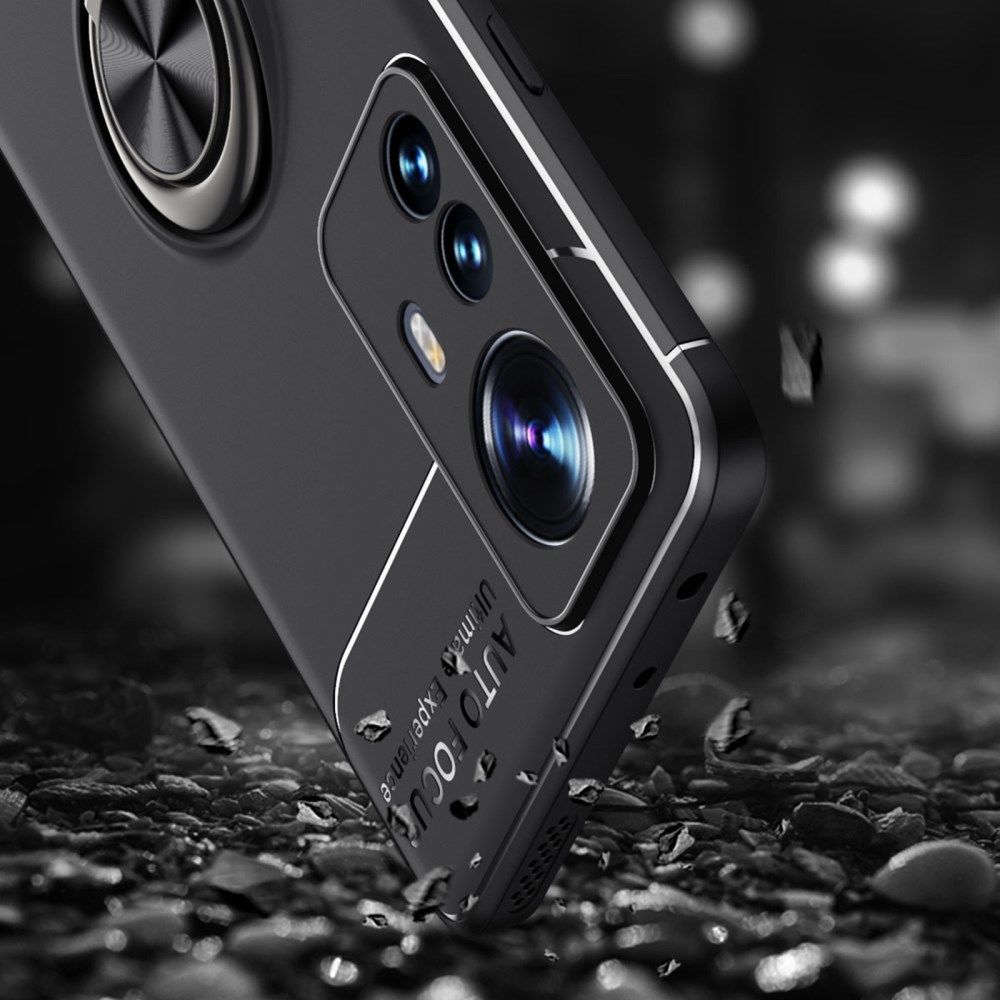 Xiaomi 12 Pro Hoesje met Magnetische Kickstand Ring Zwart / Blauw afbeelding 6