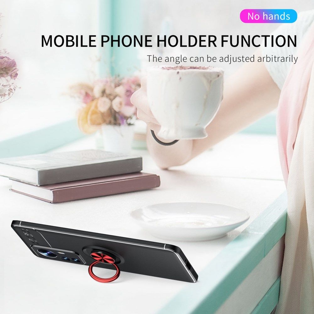 Xiaomi 12 Pro Hoesje met Magnetische Kickstand Ring Zwart / Blauw afbeelding 8