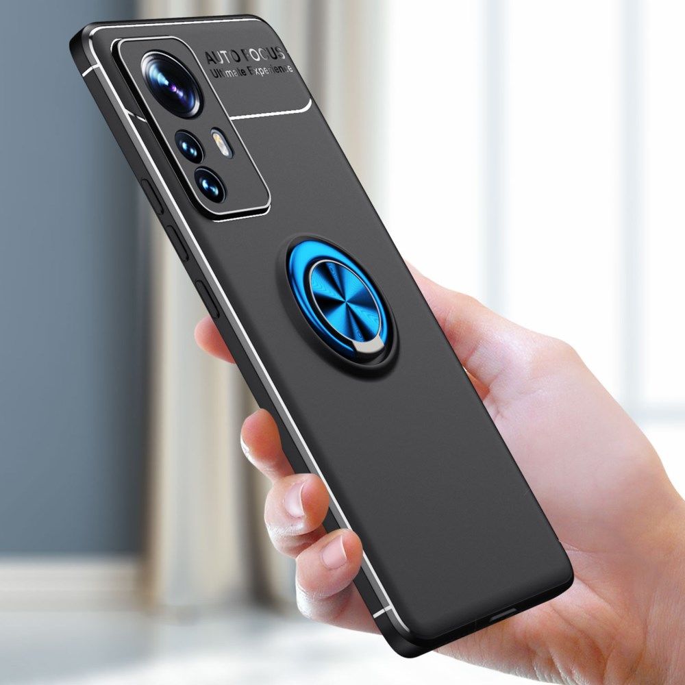 Xiaomi 12 Pro Hoesje met Magnetische Kickstand Ring Zwart / Blauw afbeelding 9