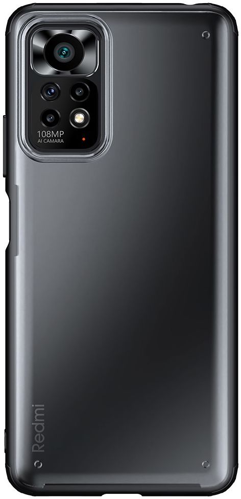 Xiaomi Redmi Note 11 / 11S Hoesje Armor Back Cover Transparant Zwart afbeelding 2