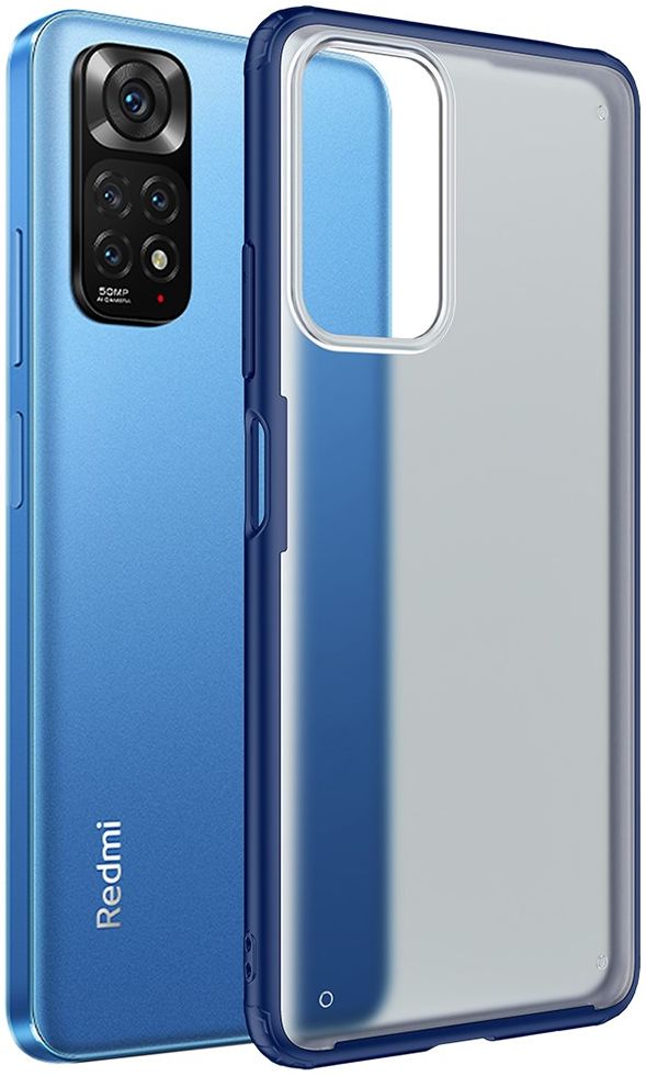 Xiaomi Redmi Note 11 / 11S Hoesje Armor Back Cover Transparant Blauw afbeelding 1