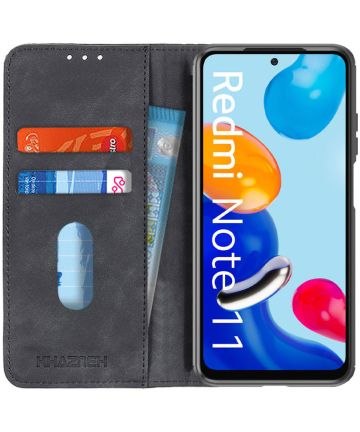 KHAZNEH Xiaomi Redmi Note 11 / 11S Hoesje Retro Wallet Book Case Zwart Hoesjes