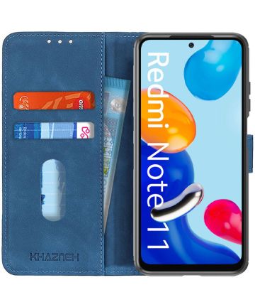 KHAZNEH Xiaomi Redmi Note 11 / 11S Hoesje Retro Wallet Book Case Blauw Hoesjes