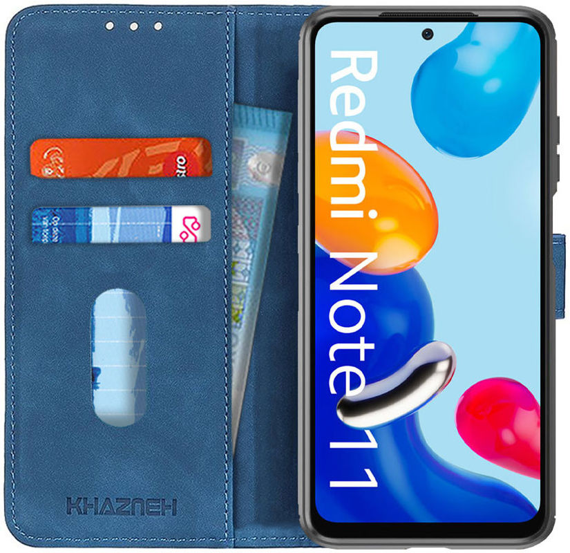 KHAZNEH Xiaomi Redmi Note 11 / 11S Hoesje Retro Wallet Book Case Blauw afbeelding 1