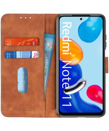 KHAZNEH Xiaomi Redmi Note 11 / 11S Hoesje Retro Wallet Book Case Bruin Hoesjes