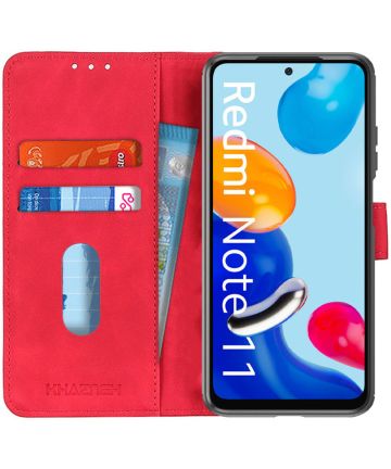 KHAZNEH Xiaomi Redmi Note 11 / 11S Hoesje Retro Wallet Book Case Rood Hoesjes