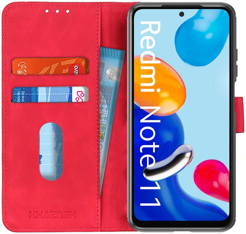 KHAZNEH Xiaomi Redmi Note 11 / 11S Hoesje Retro Wallet Book Case Rood afbeelding 1