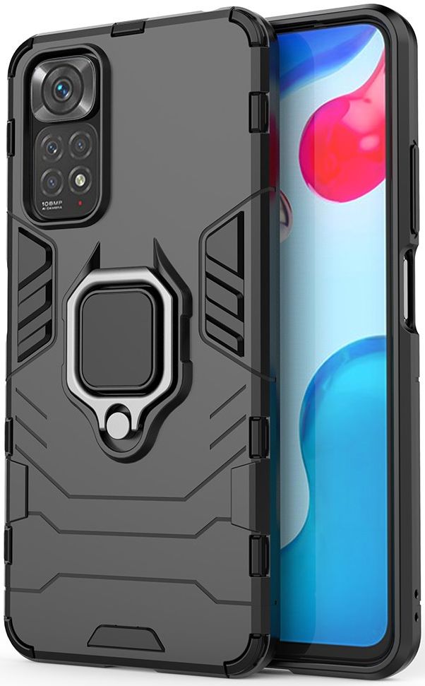 Xiaomi Redmi Note 11/11S Hoesje Hybride Back Cover met Kickstand Zwart afbeelding 1