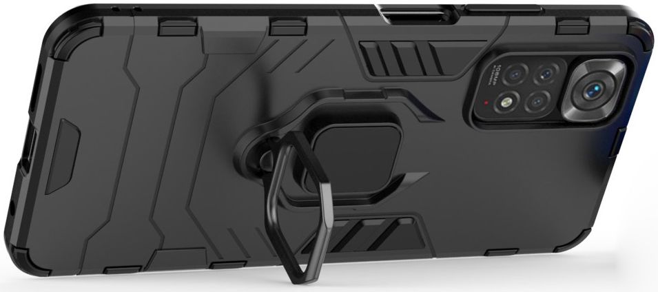 Xiaomi Redmi Note 11/11S Hoesje Hybride Back Cover met Kickstand Zwart afbeelding 3