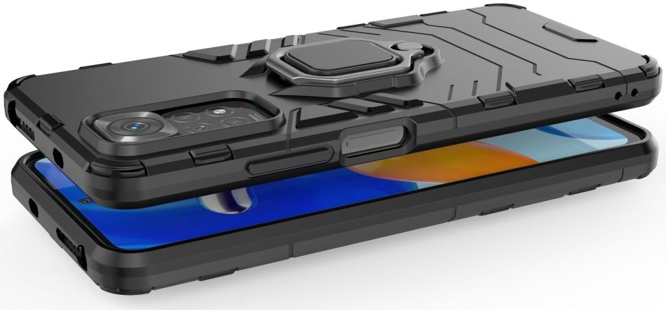 Xiaomi Redmi Note 11/11S Hoesje Hybride Back Cover met Kickstand Zwart afbeelding 4