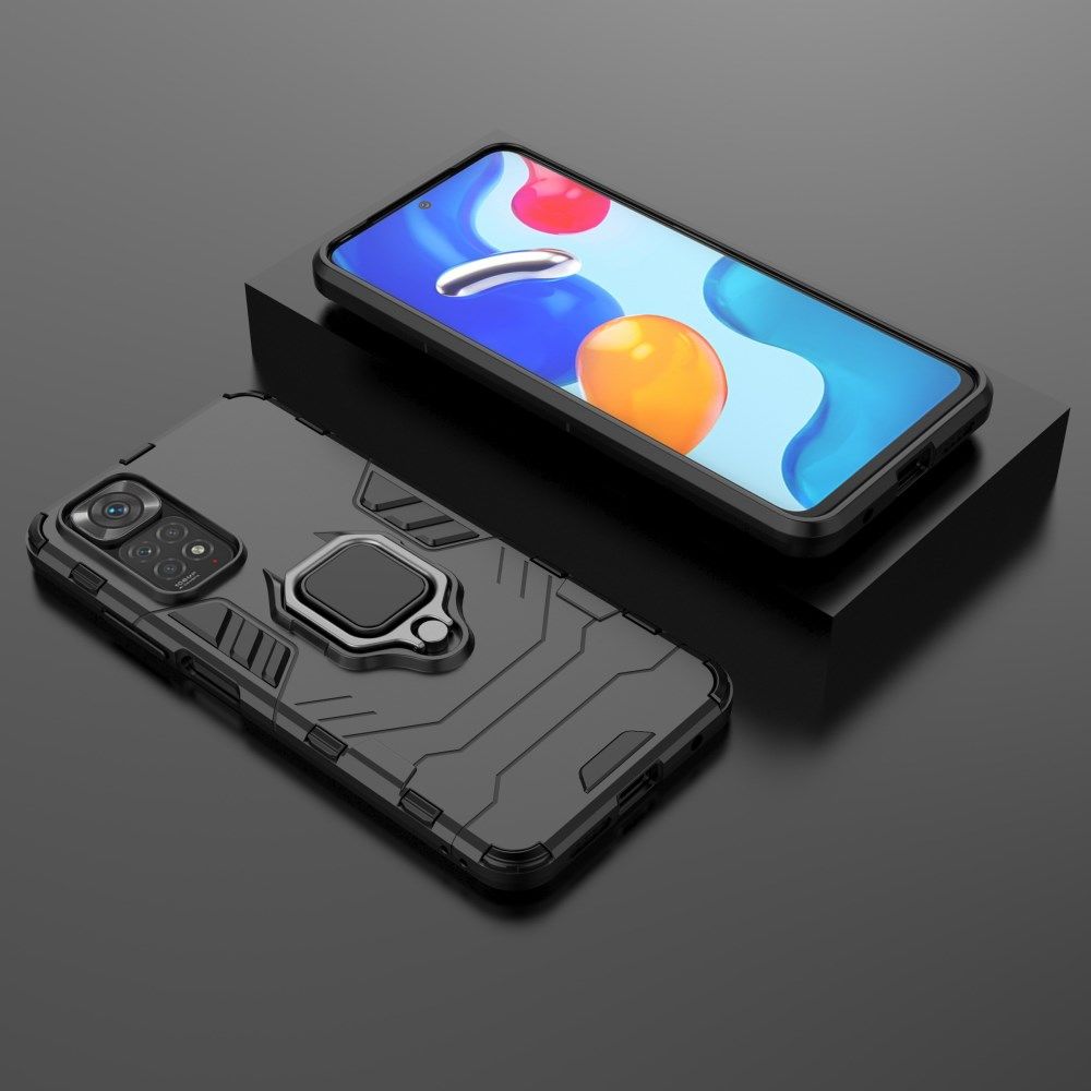 Xiaomi Redmi Note 11/11S Hoesje Hybride Back Cover met Kickstand Zwart afbeelding 7