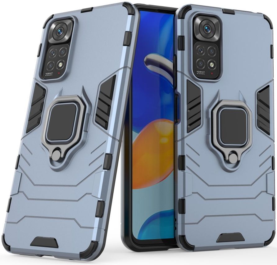 Xiaomi Redmi Note 11/11S Hoesje Hybride Back Cover met Kickstand Blauw afbeelding 2