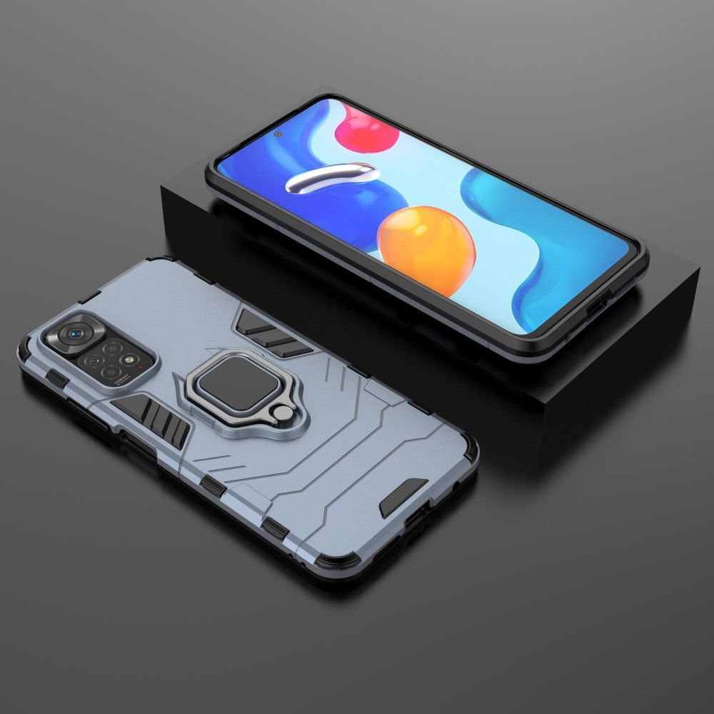 Xiaomi Redmi Note 11/11S Hoesje Hybride Back Cover met Kickstand Blauw afbeelding 6