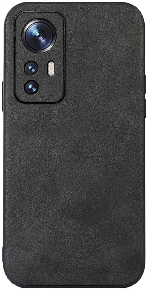 Xiaomi 12 / 12X Hoesje met Kunstleer Coating Back Cover Zwart afbeelding 1