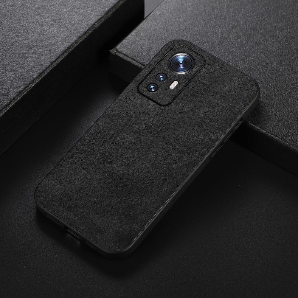 Xiaomi 12 / 12X Hoesje met Kunstleer Coating Back Cover Zwart afbeelding 2
