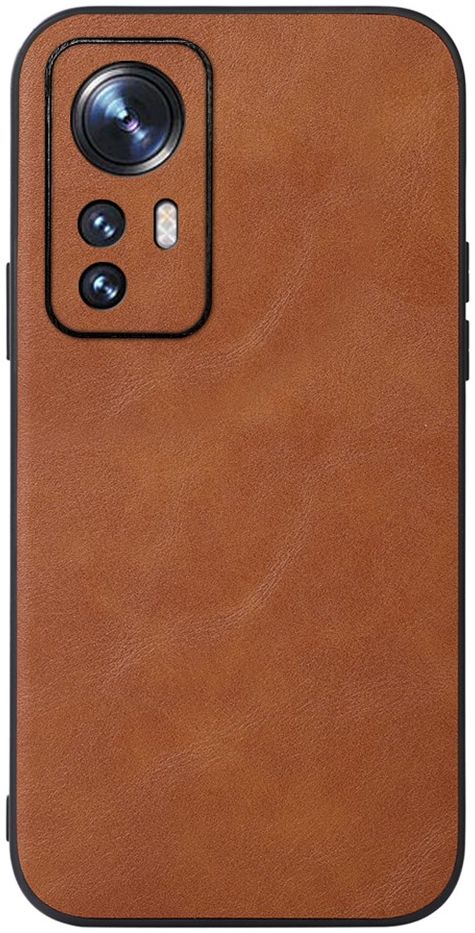 Xiaomi 12 / 12X Hoesje met Kunstleer Coating Back Cover Bruin afbeelding 1