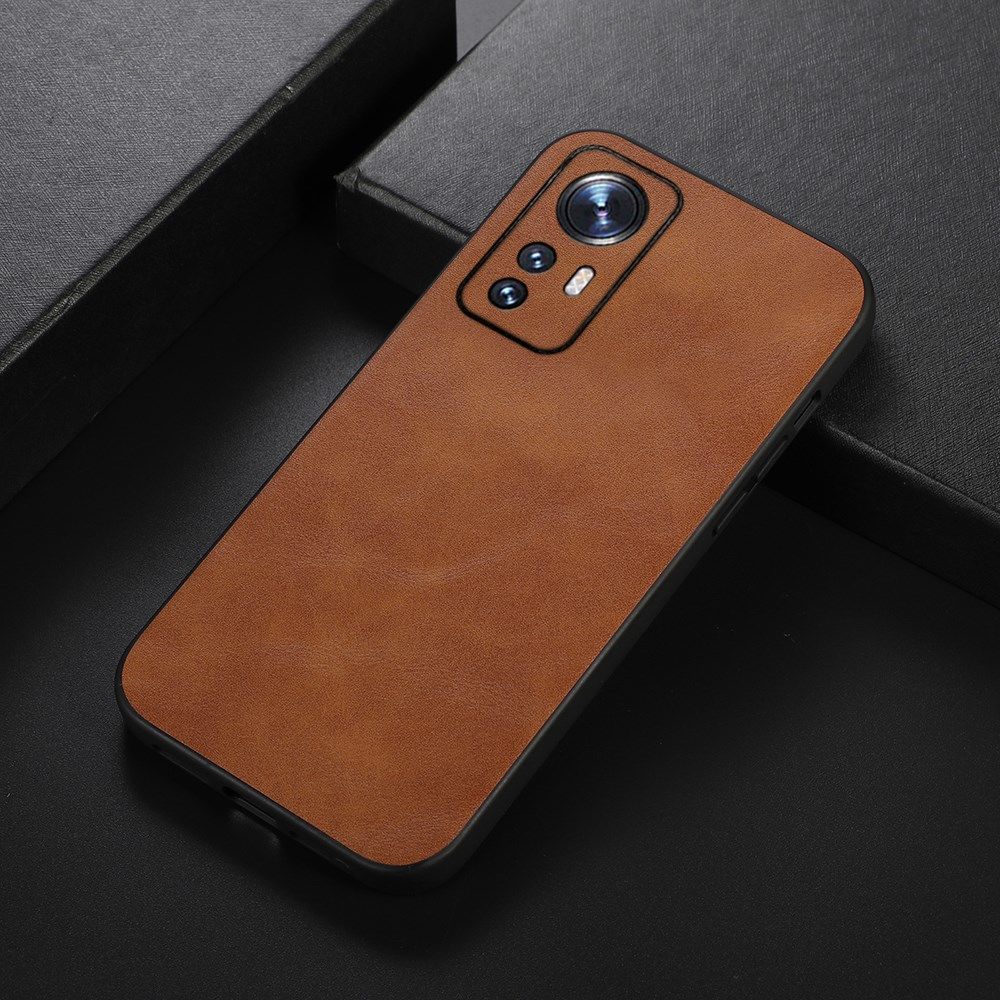 Xiaomi 12 / 12X Hoesje met Kunstleer Coating Back Cover Bruin afbeelding 2