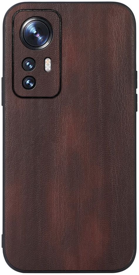 Xiaomi 12 Pro Hoesje met Kunstleer Coating Back Cover Bruin afbeelding 1