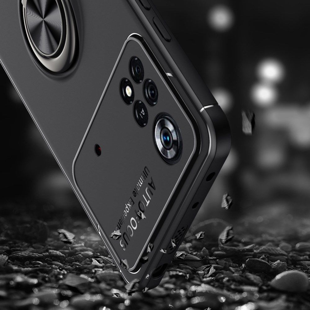 Xiaomi Poco X4 Pro Hoesje met Magnetische Kickstand Ring Zwart afbeelding 4