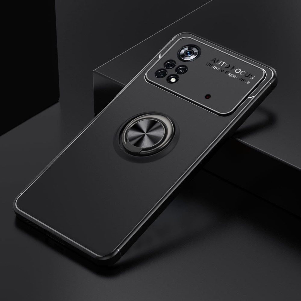 Xiaomi Poco X4 Pro Hoesje met Magnetische Kickstand Ring Zwart afbeelding 2