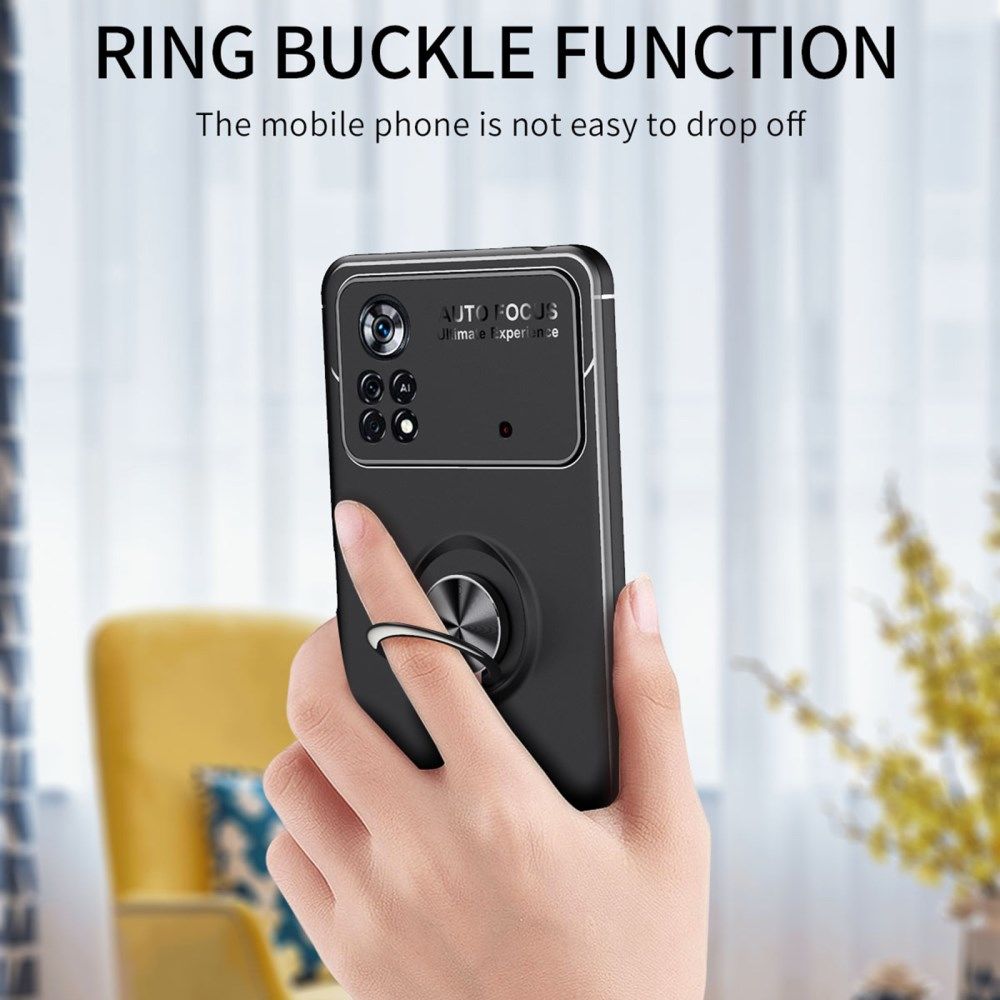 Xiaomi Poco X4 Pro Hoesje met Magnetische Kickstand Ring Zwart afbeelding 7