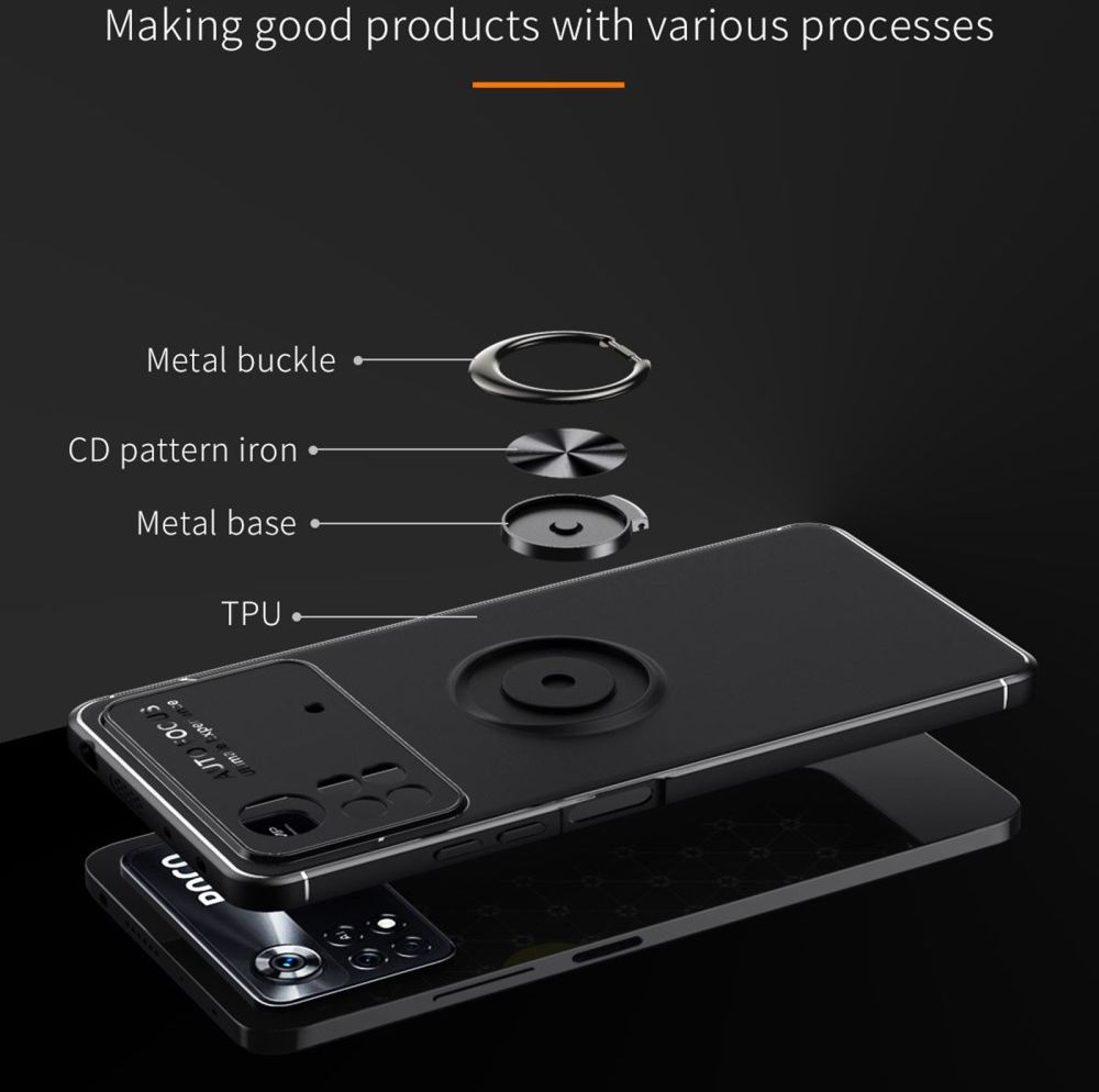 Xiaomi Poco X4 Pro Hoesje met Magnetische Kickstand Ring Zwart afbeelding 9