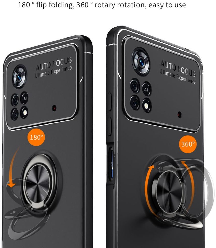 Xiaomi Poco X4 Pro Hoesje met Magnetische Kickstand Ring Zwart afbeelding 10