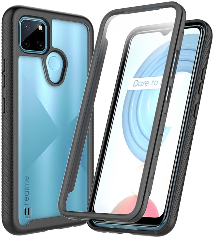 Realme C21Y / C25Y Hoesje Full Protect 360° Cover Hybride Zwart afbeelding 1