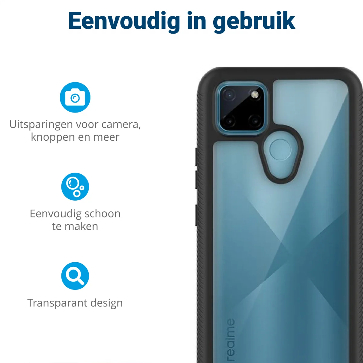 Realme C21Y / C25Y Hoesje Full Protect 360° Cover Hybride Blauw afbeelding 5