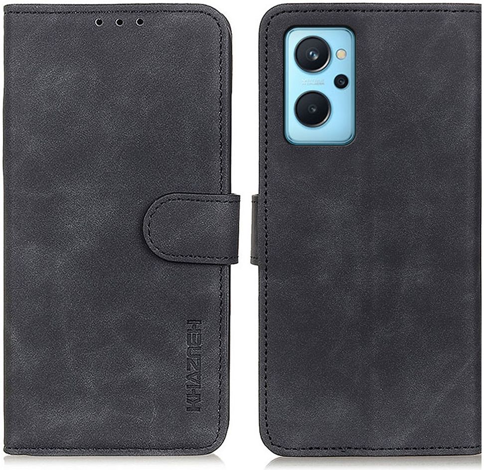 KHAZNEH Realme 9i/Oppo A76/A96 Hoesje Retro Wallet Book Case Zwart afbeelding 2