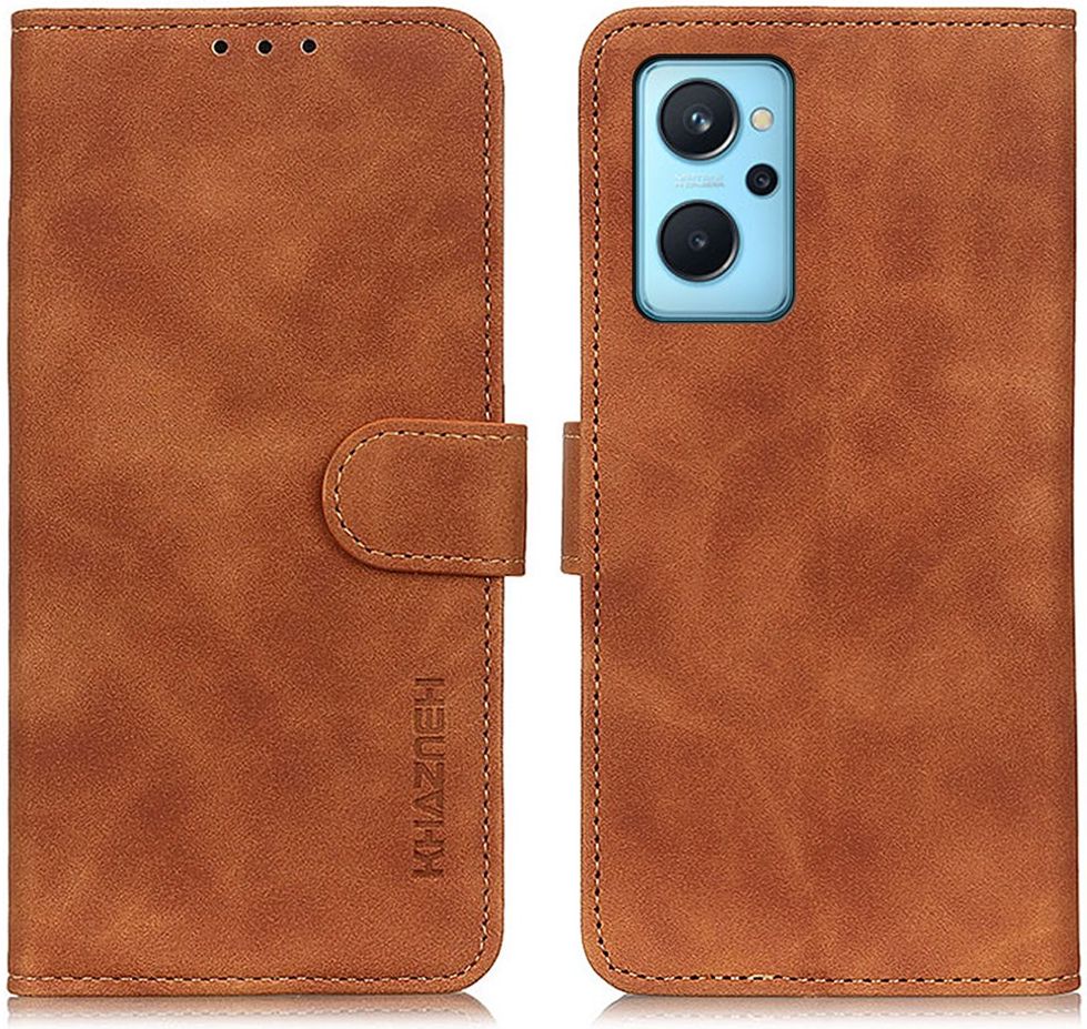 KHAZNEH Realme 9i/Oppo A76/A96 Hoesje Retro Wallet Book Case Bruin afbeelding 2