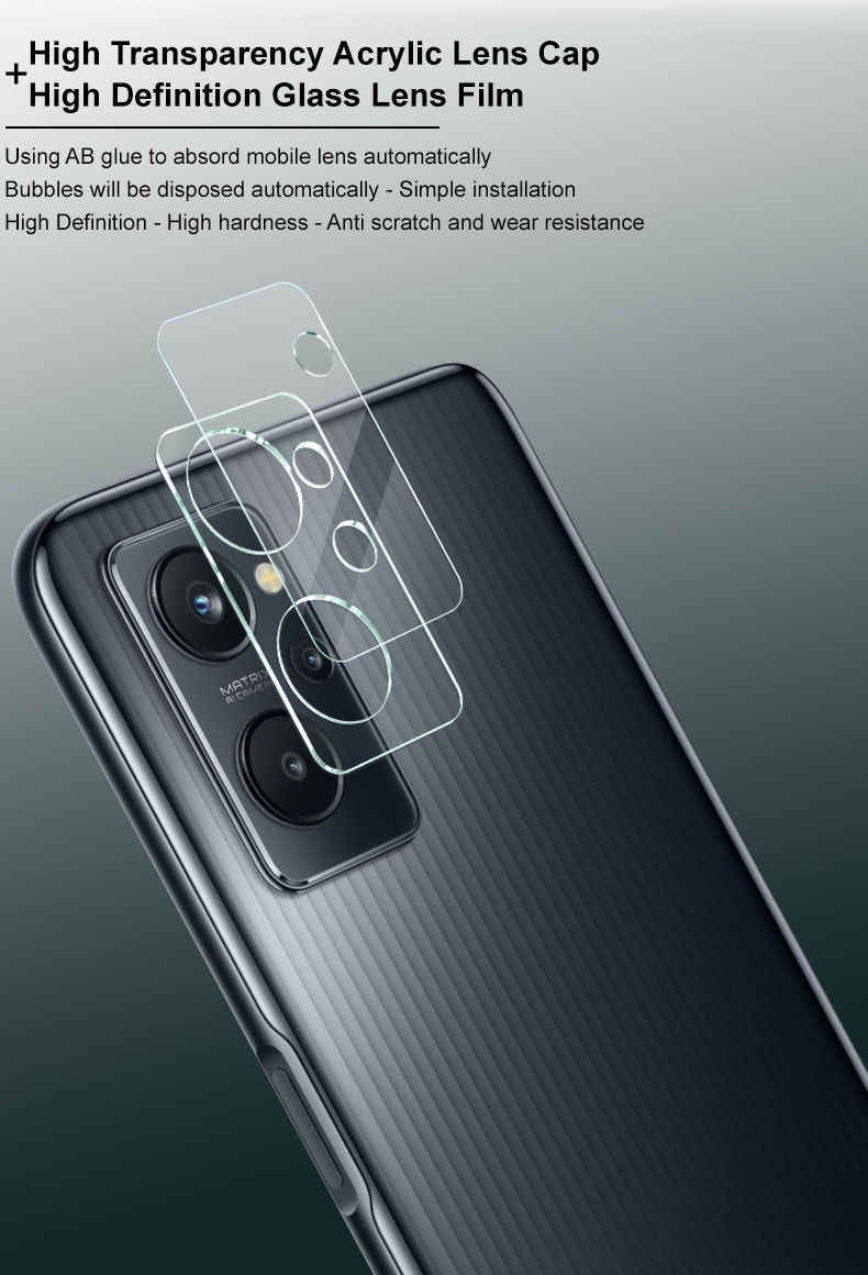 Imak Realme 9i Camera Lens Protector Tempered Glass + Lens Cap Clear afbeelding 4